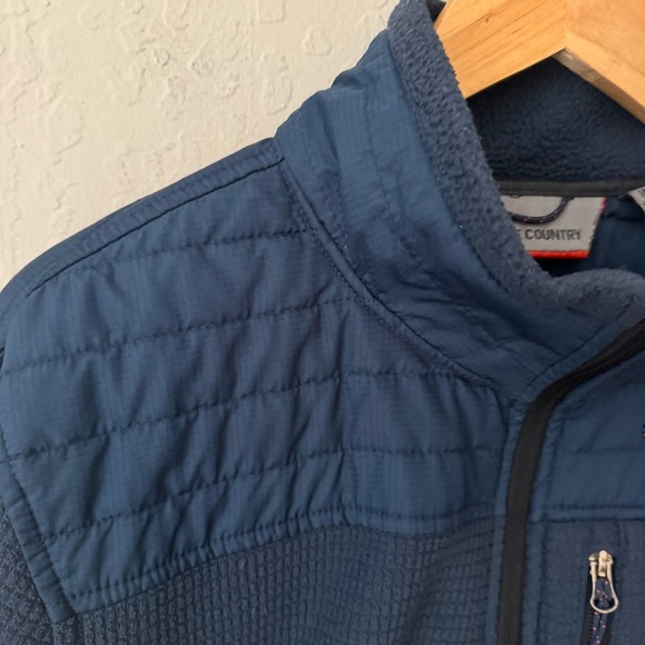 FREE COUNTRY Chayote Grid Fleece Full Zip Blue Denim Trails Men’s Large (42-44) - Picture 8 of 16